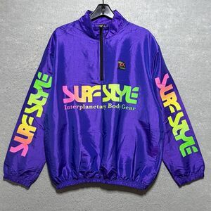 Vtg 90s Surf Style Interplanetary Body Gear Iridescent Windbreaker Jacket LARGE